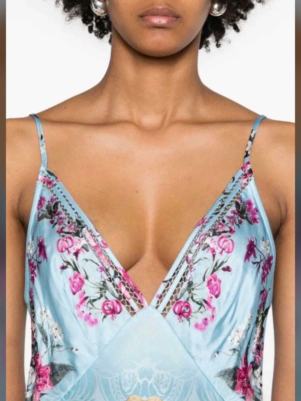 Camilla Sky Blue and Pink Floral Maxi Dress - Picture 3 of 6